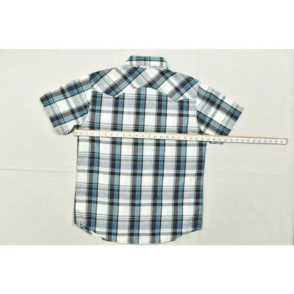 Levi's Modern Men Medium Short Sleeve Plaid Western Pearl Snap Button Down Shirt